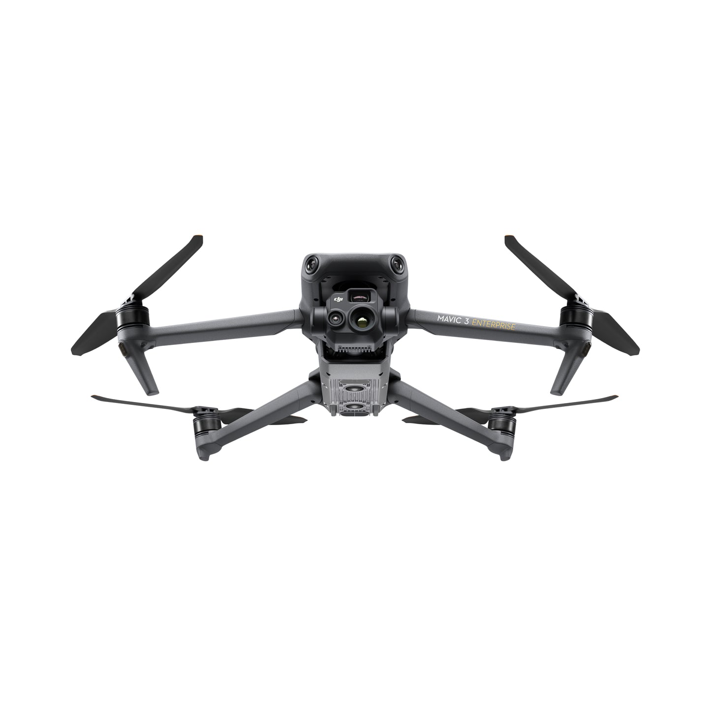 Rear view of DJI Mavic 3E drone in flight for aerial mapping missions