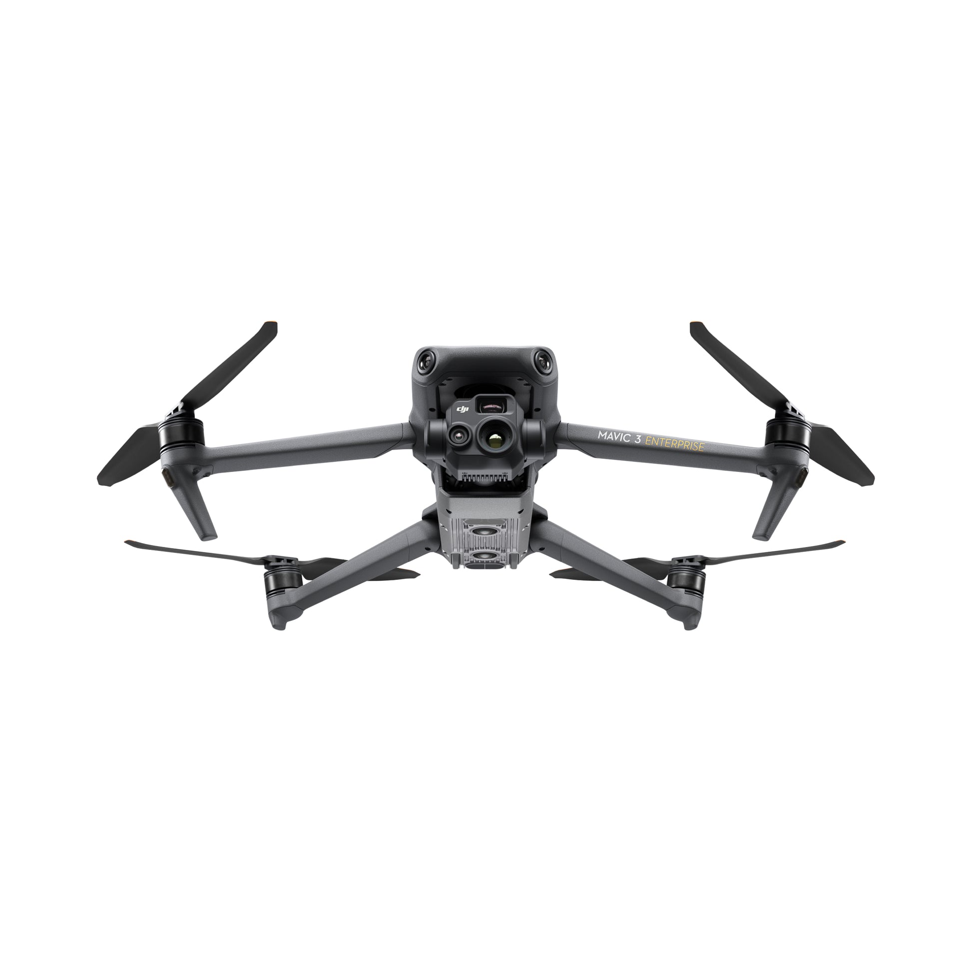 Rear view of DJI Mavic 3E drone in flight for aerial mapping missions