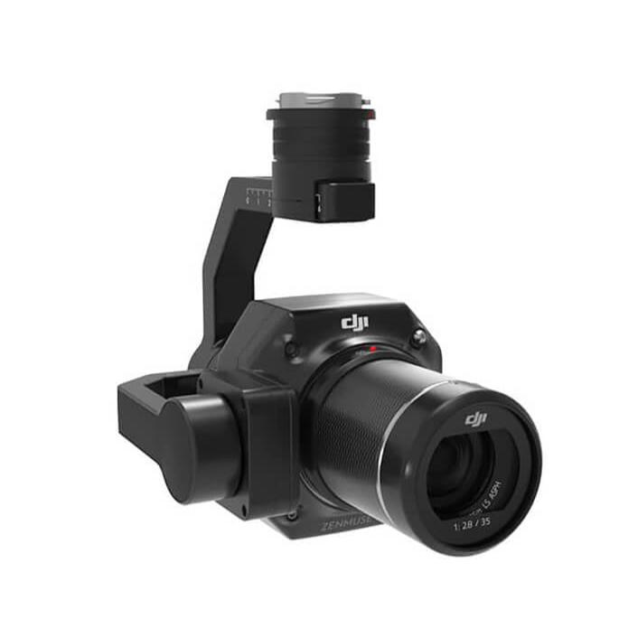 Side view of DJI Zenmuse P1 camera with interchangeable lens system
