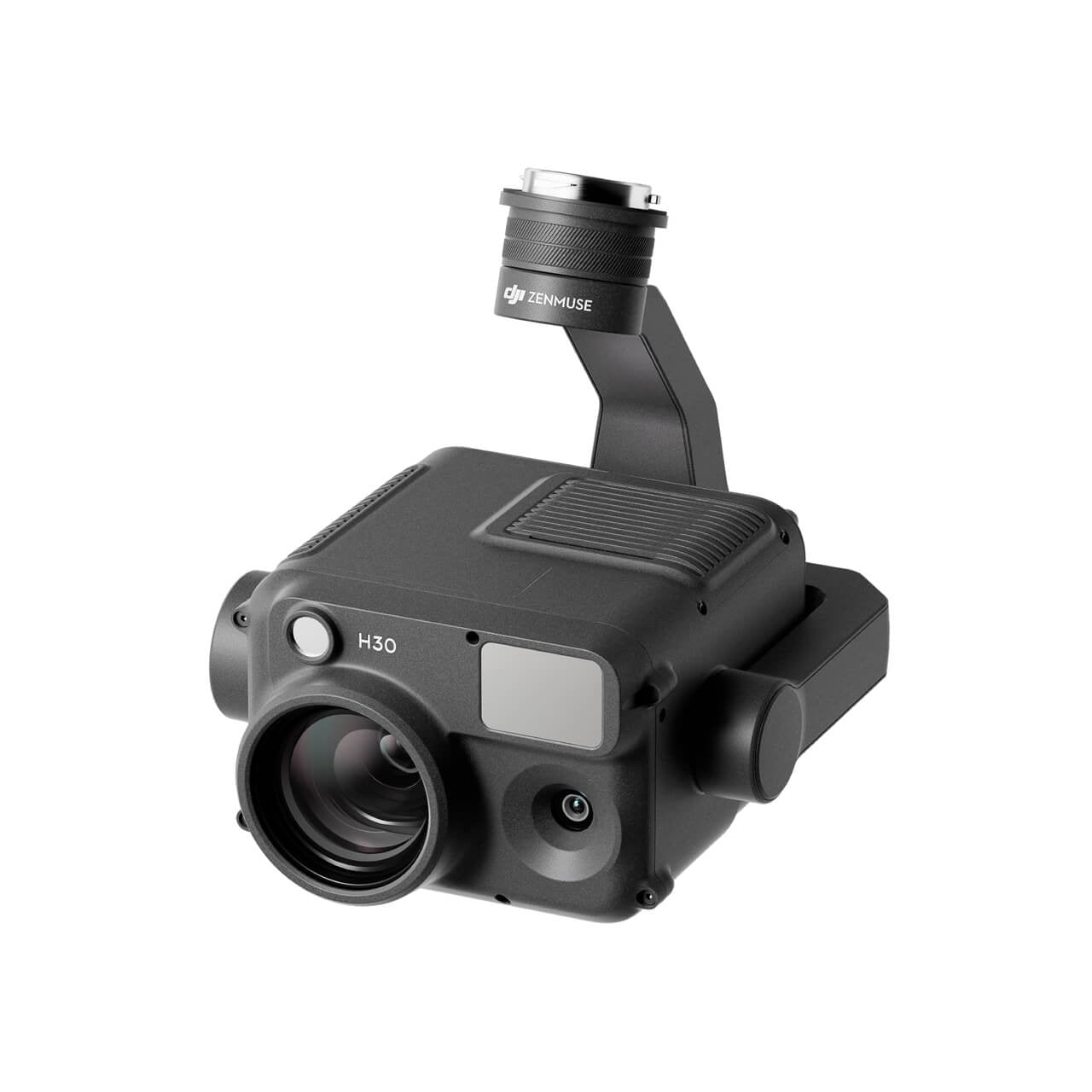 Side view of DJI Zenmuse H30 camera with gimbal and sensor system
