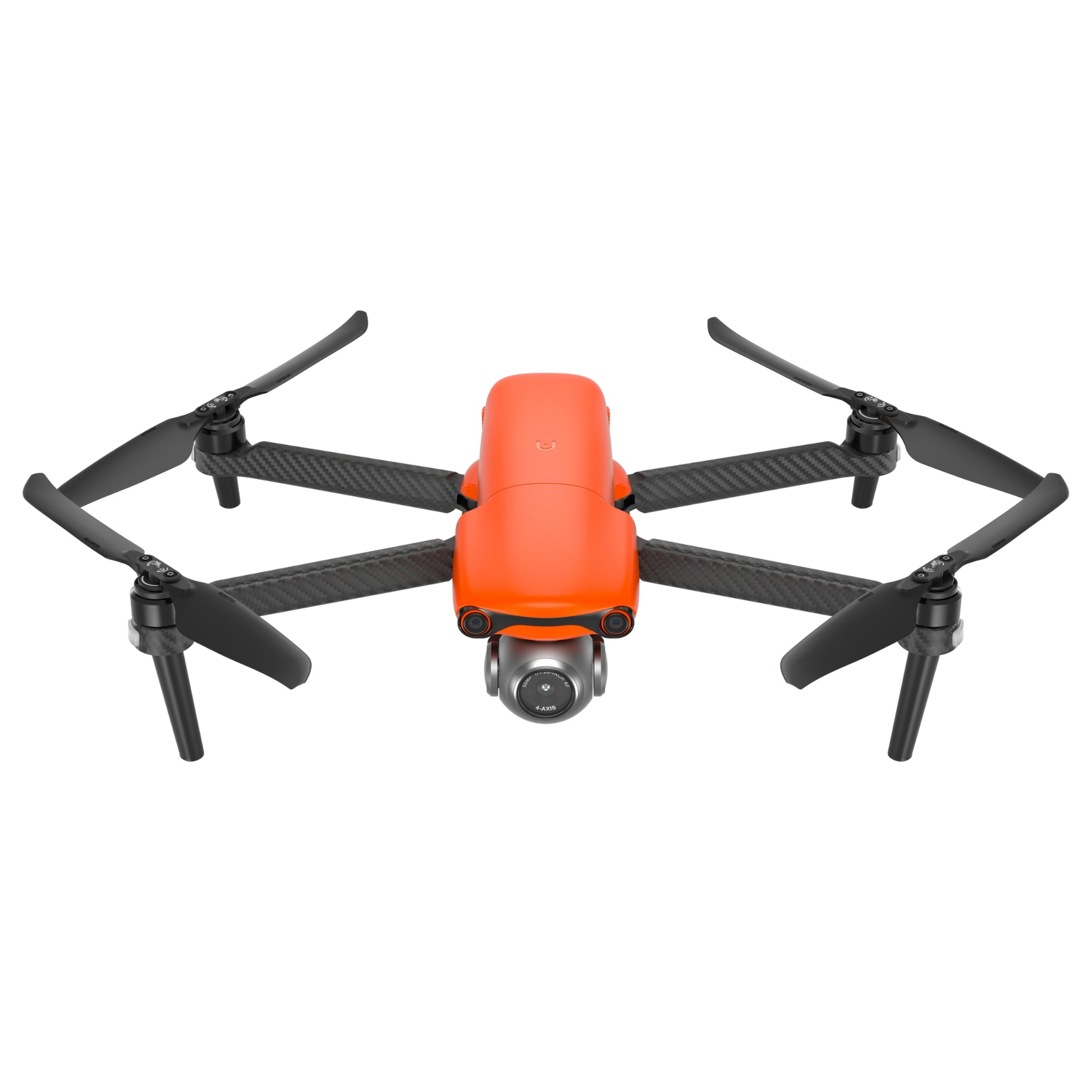 Top view of orange Autel EVO Lite drone flying with propellers
