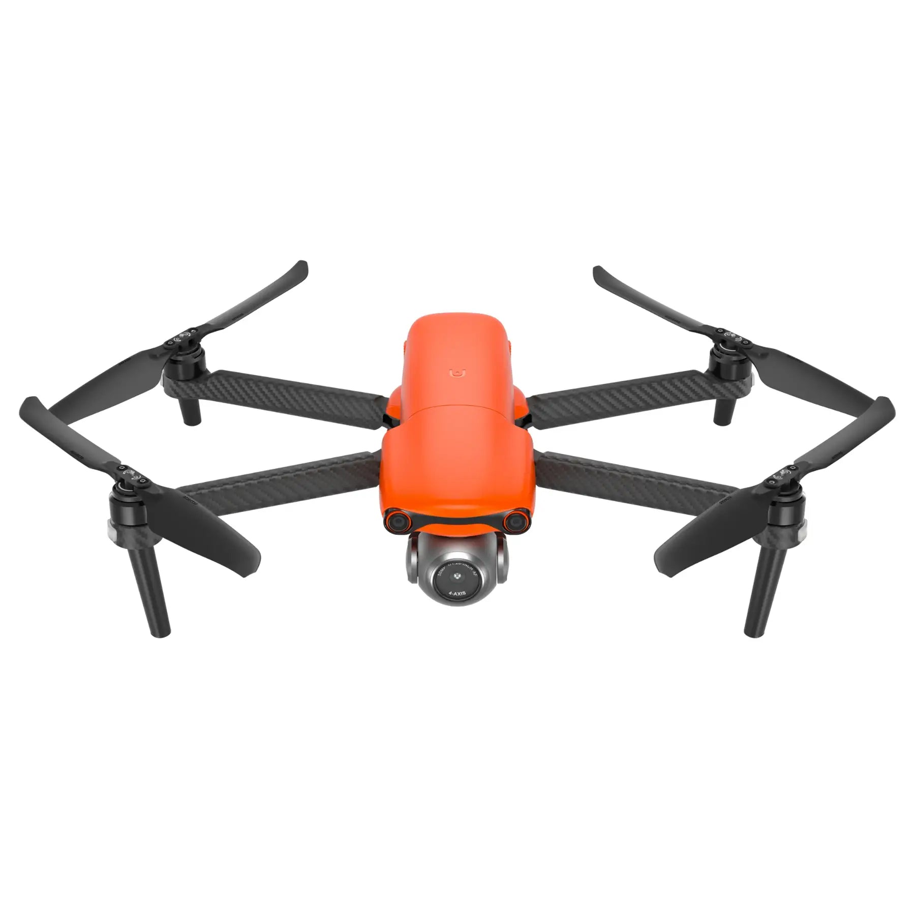 Top view of orange Autel EVO Lite drone flying with propellers