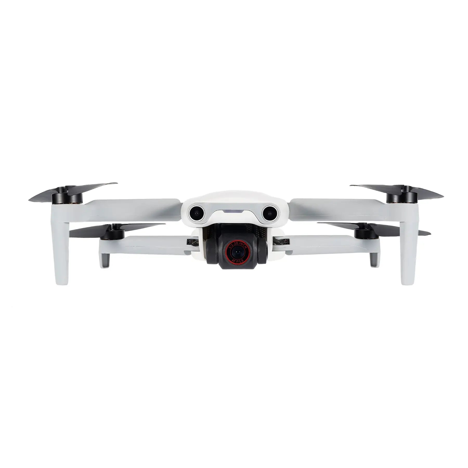 White Autel EVO Nano drone in mid-flight, side view with camera