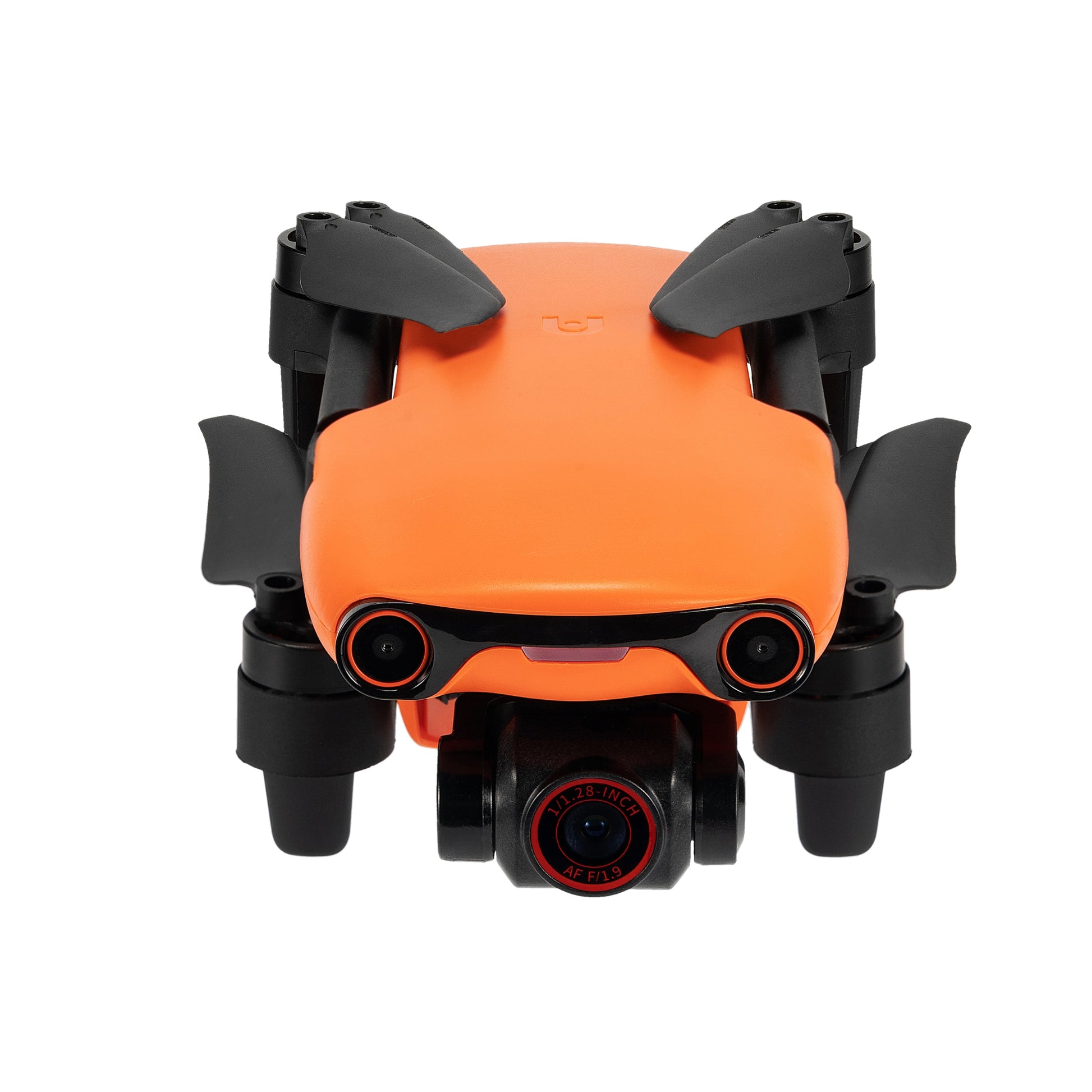 Angled view of folded orange Autel EVO Nano drone for compact storage
