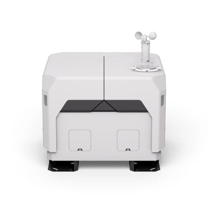 Rear view of DJI Dock 2 with open maintenance access panel