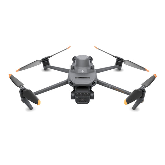 Front view of DJI Mavic 3 Multispectral drone with extended propellers for multispectral imaging
