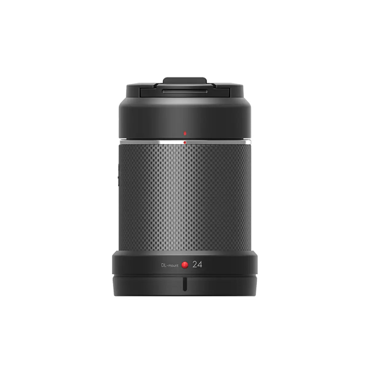 DJI Zenmuse X7 DL 24mm f/2.8 LS ASPH Lens, front view showcasing its sleek cylindrical design, compatible with Zenmuse X7 camera for high-resolution aerial photography and videography