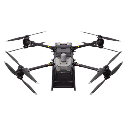 Front view of DJI FlyCart 30 delivery drone with cargo compartment and extended propellers
