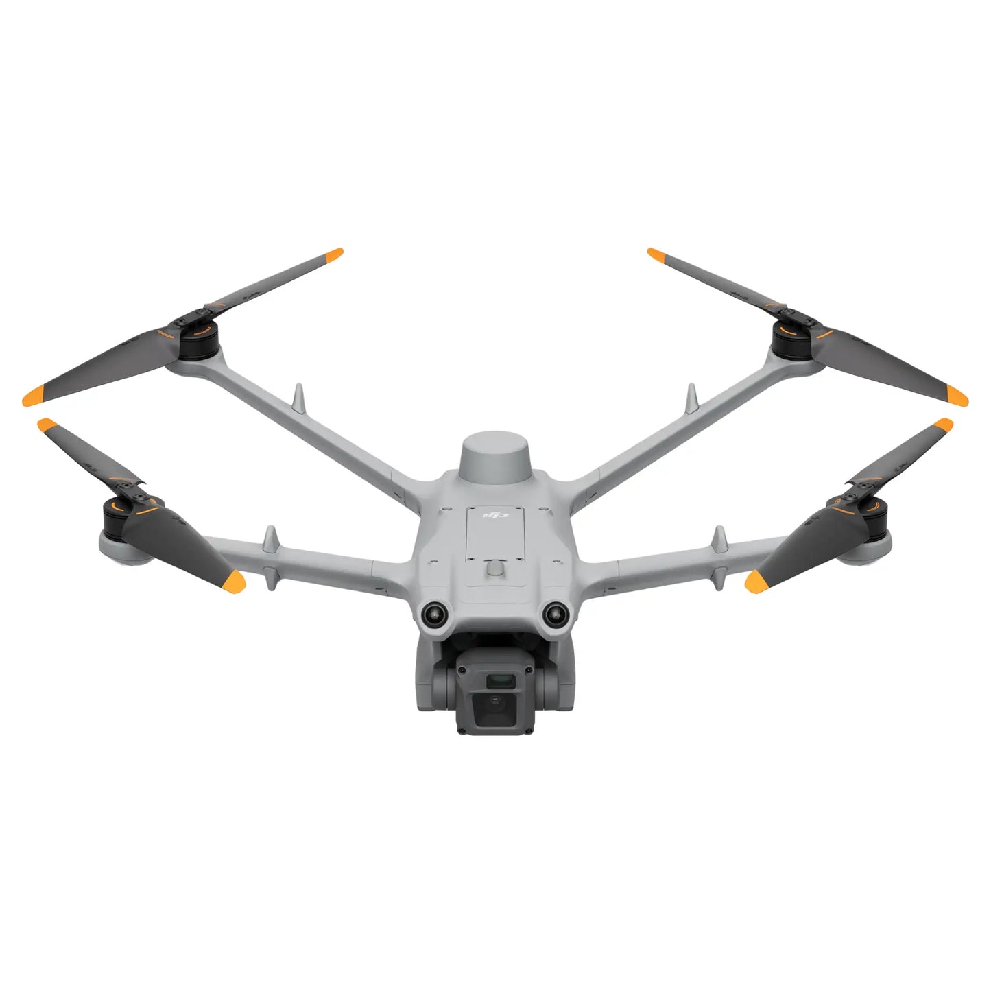 Front view of the DJI Matrice 3D drone in flight with visible sensors and propellers