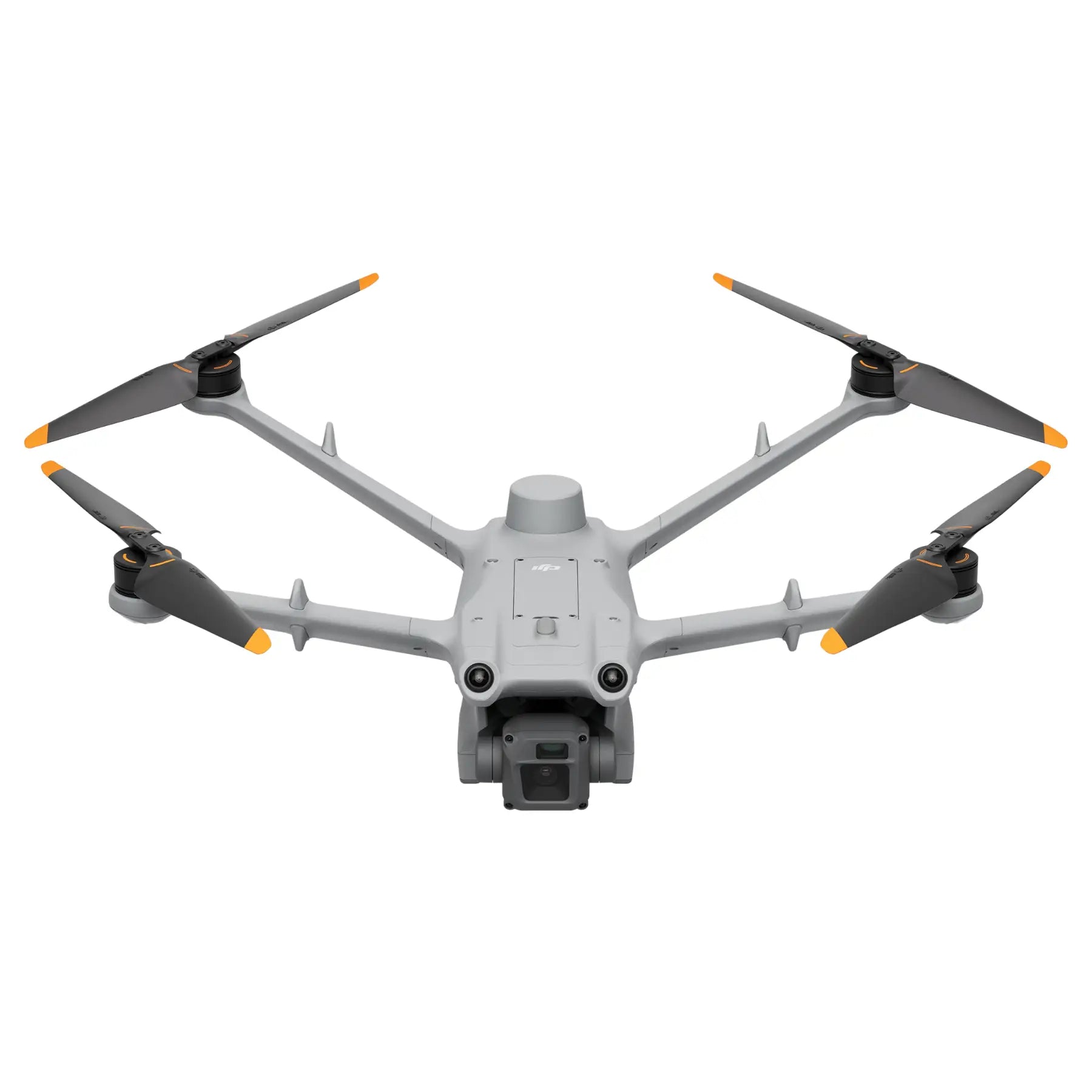 Front view of the DJI Matrice 3D drone in flight with visible sensors and propellers