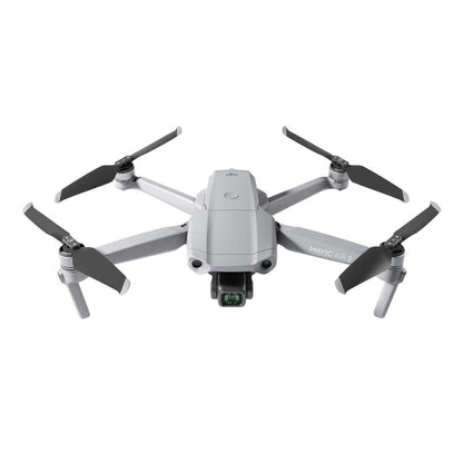 Front view of Certified Refurbished DJI Air 2 drone with extended propellers and camera